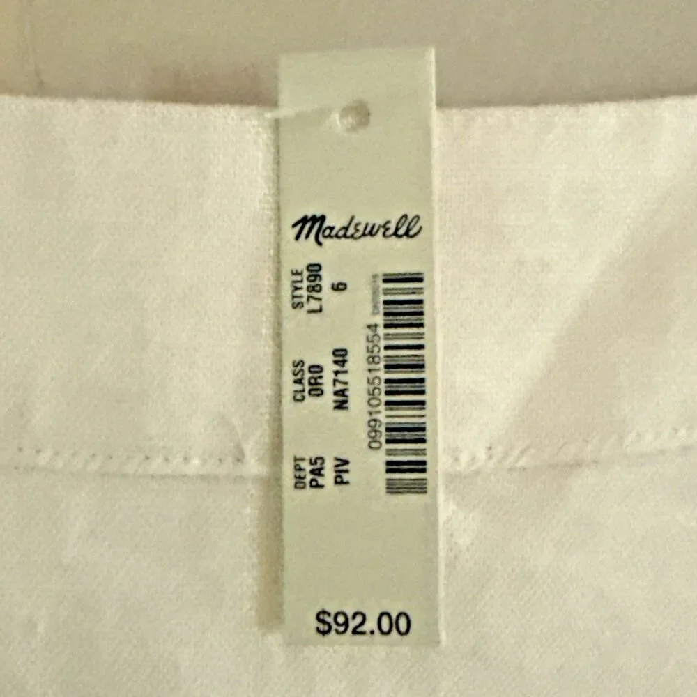 Madewell Linen Blend Side Button Midi Skirt Womens Sz 6 Cream Faux Wrap NEW